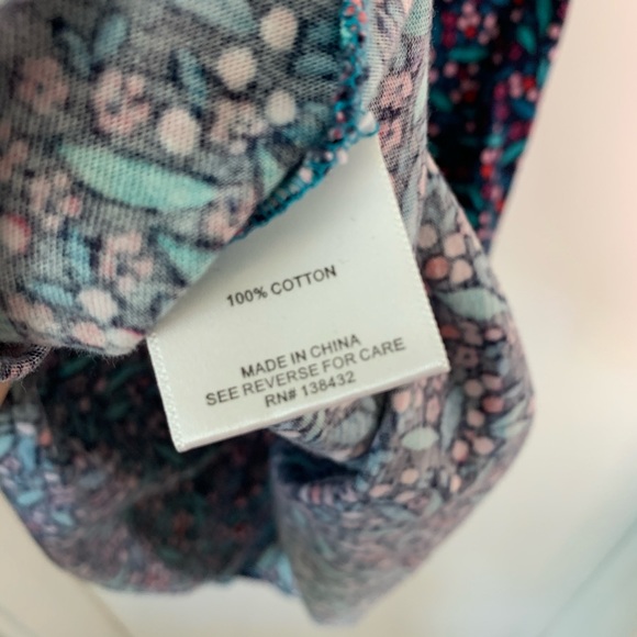 Modcloth Collared Blue Floral Printed Top SZ M - Picture 5 of 7